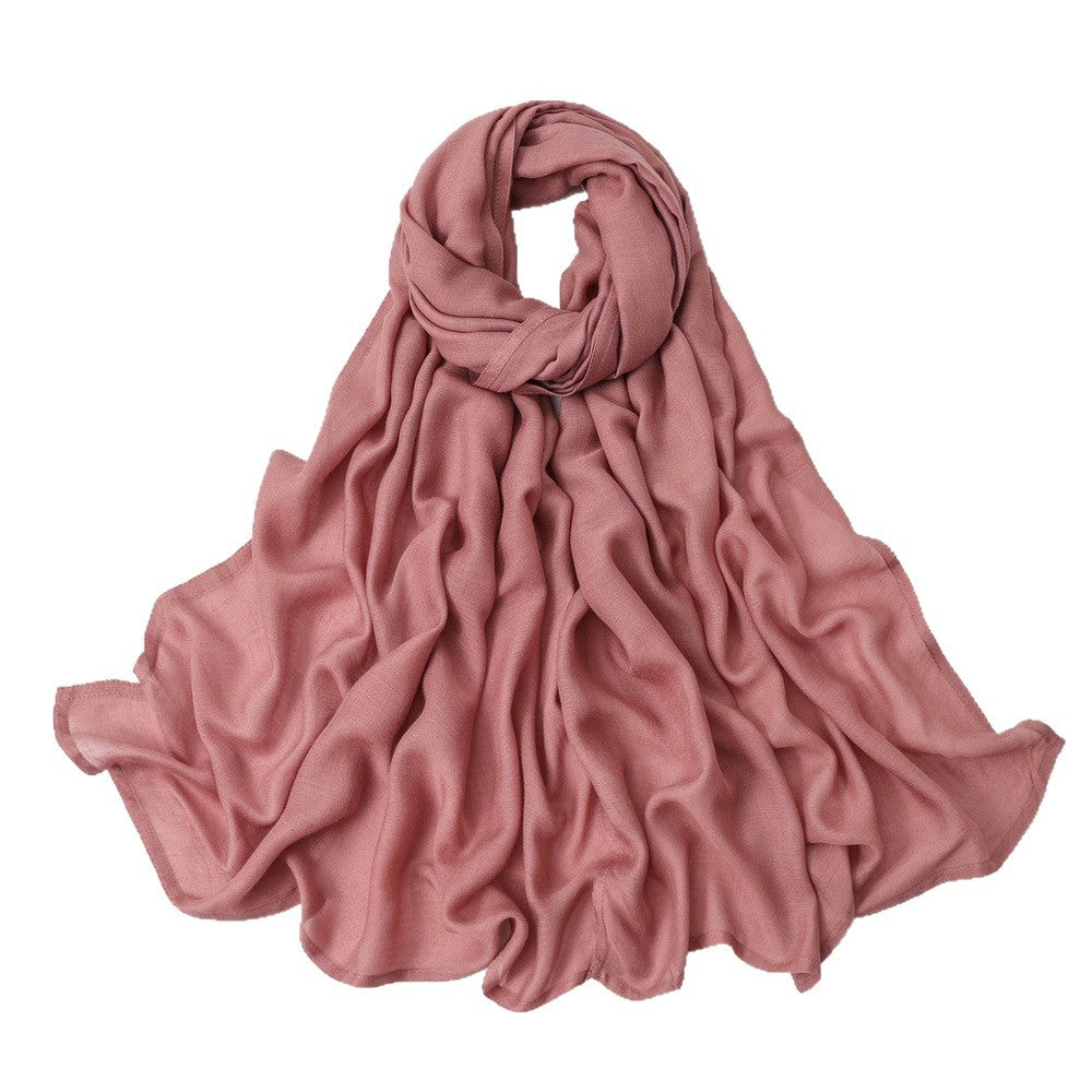 Solid Color Polyester Shawl In Dyed Black, Suitable For All Seasons, Stylish Scarf Accessory