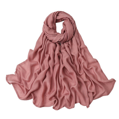Solid Color Polyester Shawl In Dyed Black, Suitable For All Seasons, Stylish Scarf Accessory