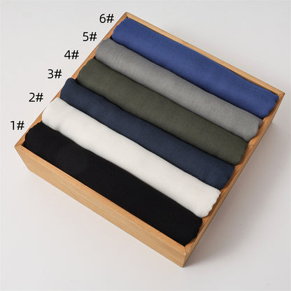 Solid Color Polyester Shawl In Dyed Black, Suitable For All Seasons, Stylish Scarf Accessory