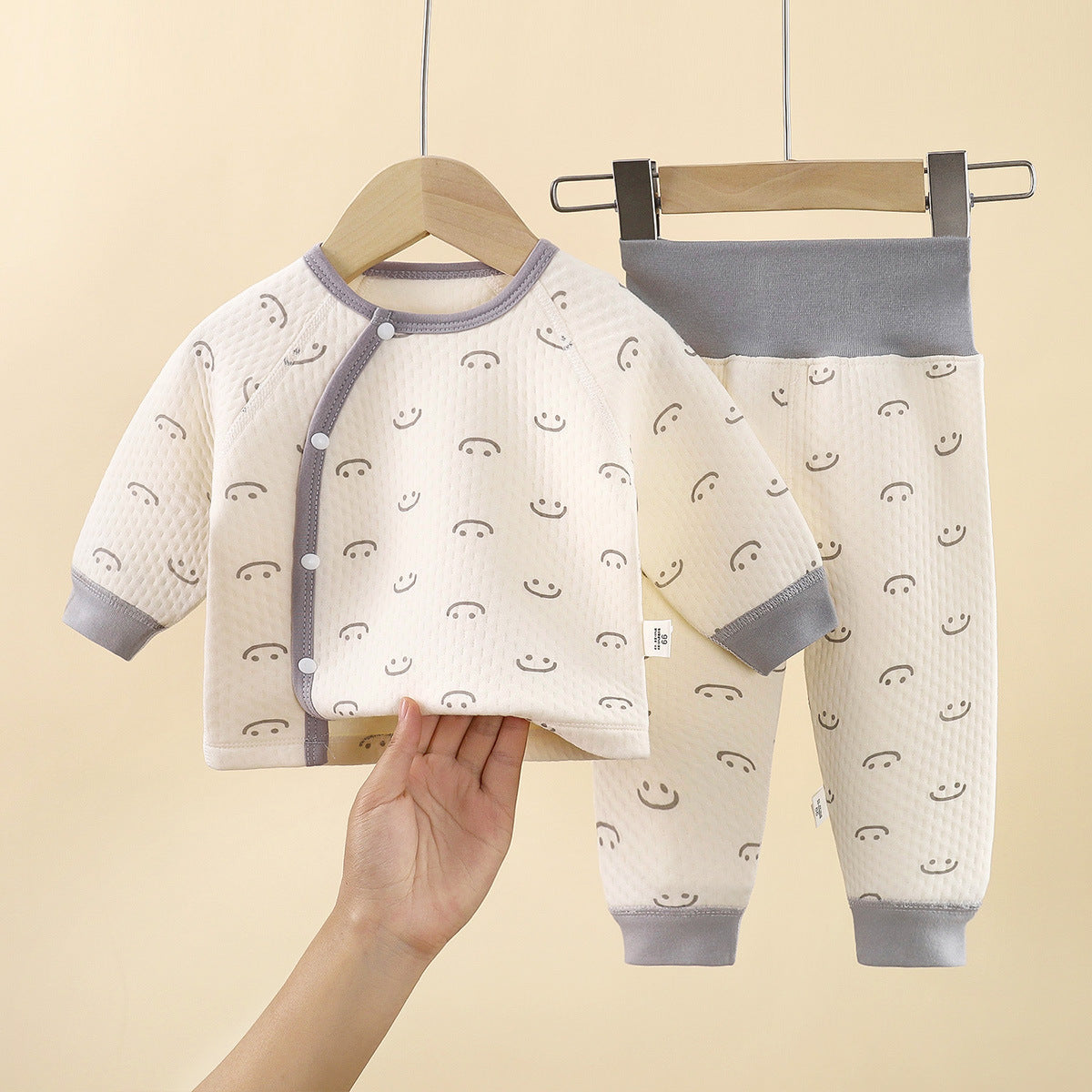 Solid Color Cotton Children's Underwear Set For Babies 0-2 Years, Warm And Comfortable For Sleeping, 1 Set
