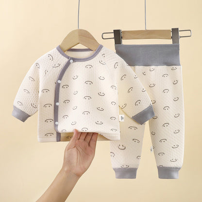 Solid Color Cotton Children's Underwear Set For Babies 0-2 Years, Warm And Comfortable For Sleeping, 1 Set