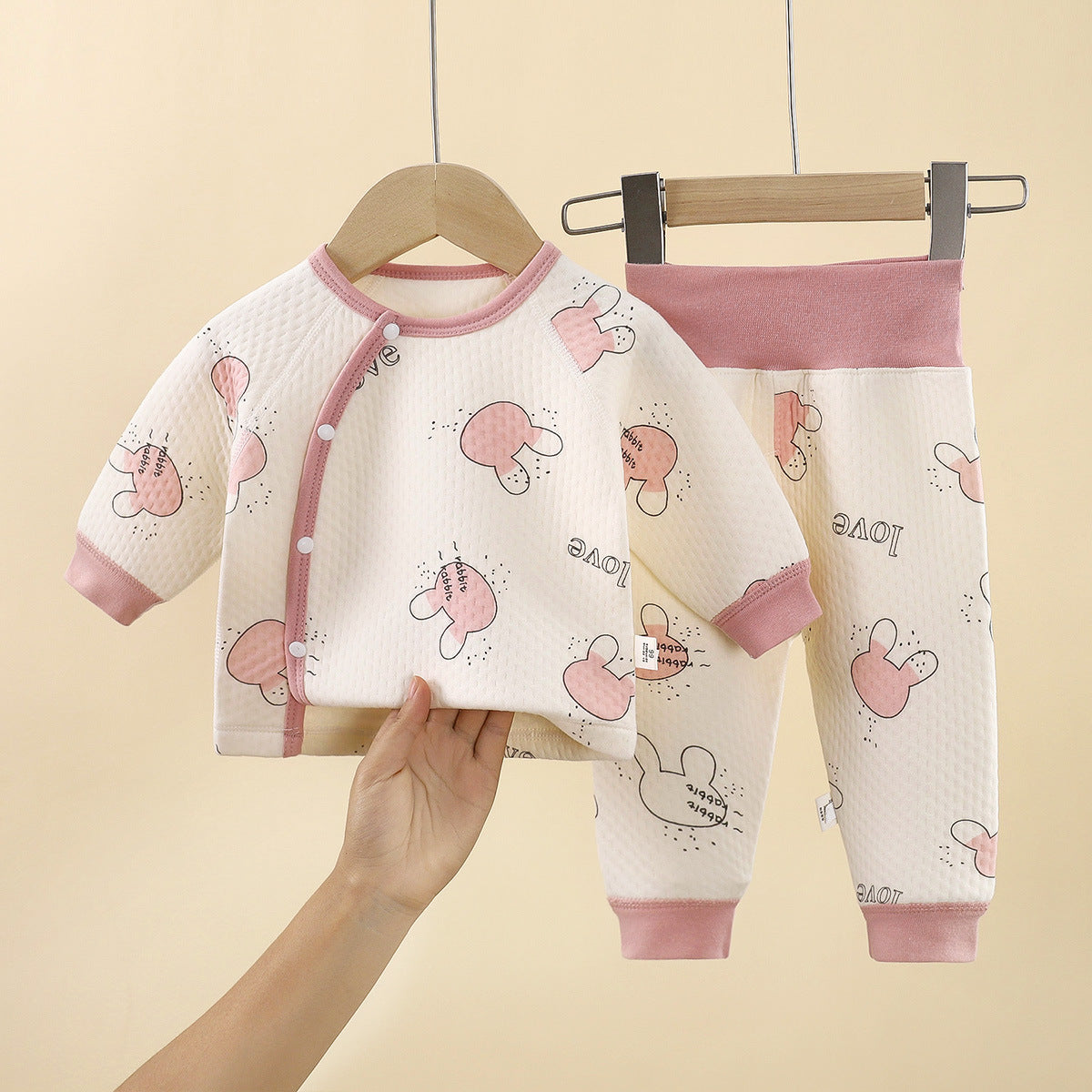 Solid Color Cotton Children's Underwear Set For Babies 0-2 Years, Warm And Comfortable For Sleeping, 1 Set
