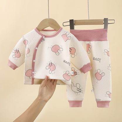 Solid Color Cotton Children's Underwear Set For Babies 0-2 Years, Warm And Comfortable For Sleeping, 1 Set