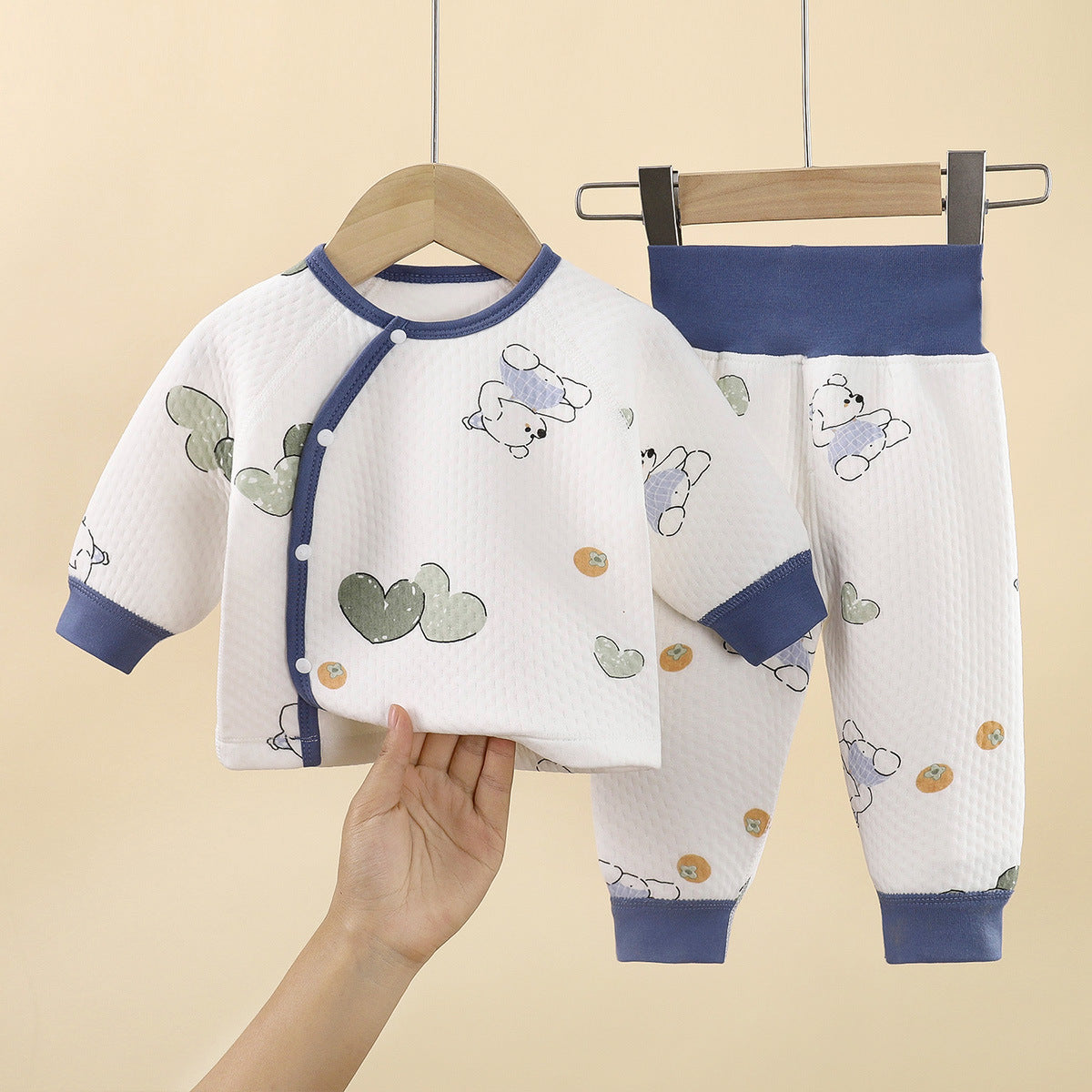 Solid Color Cotton Children's Underwear Set For Babies 0-2 Years, Warm And Comfortable For Sleeping, 1 Set