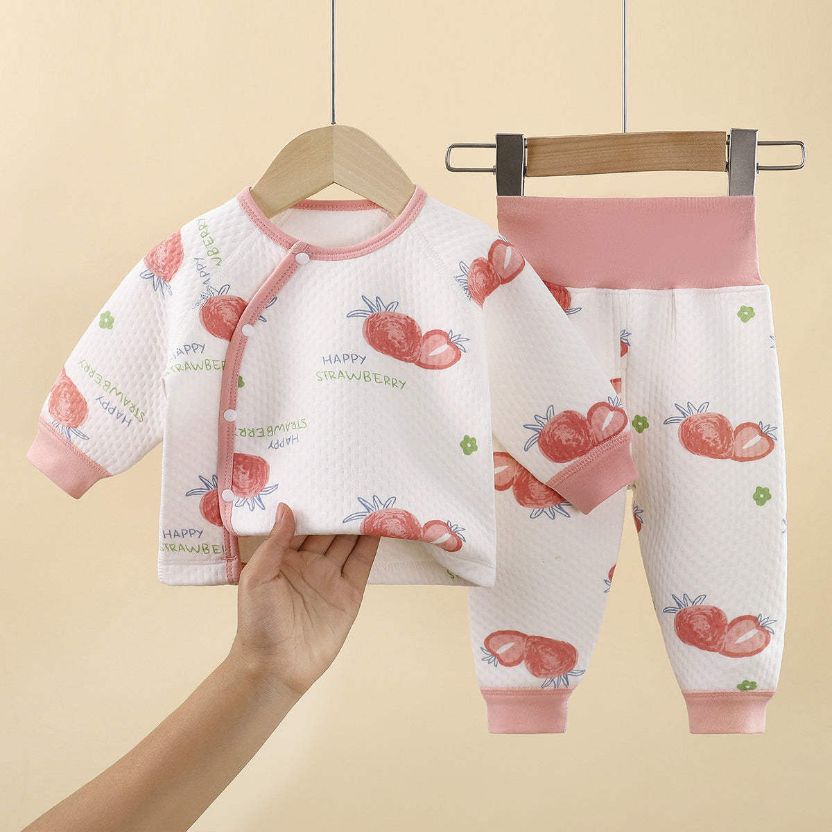 Solid Color Cotton Children's Underwear Set For Babies 0-2 Years, Warm And Comfortable For Sleeping, 1 Set