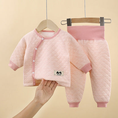 Solid Color Cotton Children's Underwear Set For Babies 0-2 Years, Warm And Comfortable For Sleeping, 1 Set
