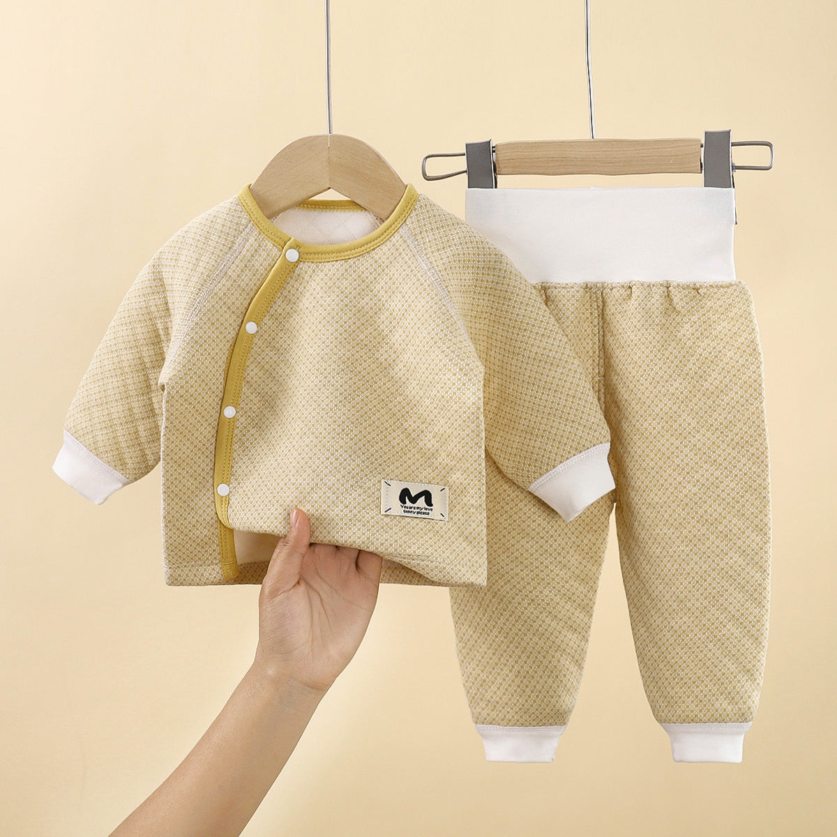 Solid Color Cotton Children's Underwear Set For Babies 0-2 Years, Warm And Comfortable For Sleeping, 1 Set