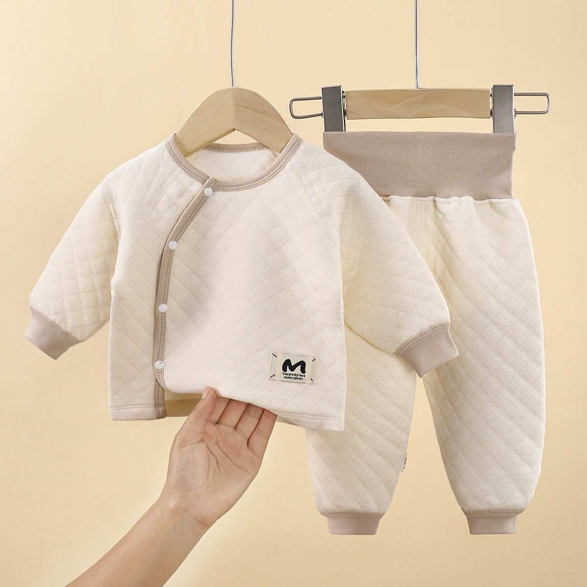 Solid Color Cotton Children's Underwear Set For Babies 0-2 Years, Warm And Comfortable For Sleeping, 1 Set