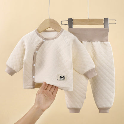 Solid Color Cotton Children's Underwear Set For Babies 0-2 Years, Warm And Comfortable For Sleeping, 1 Set