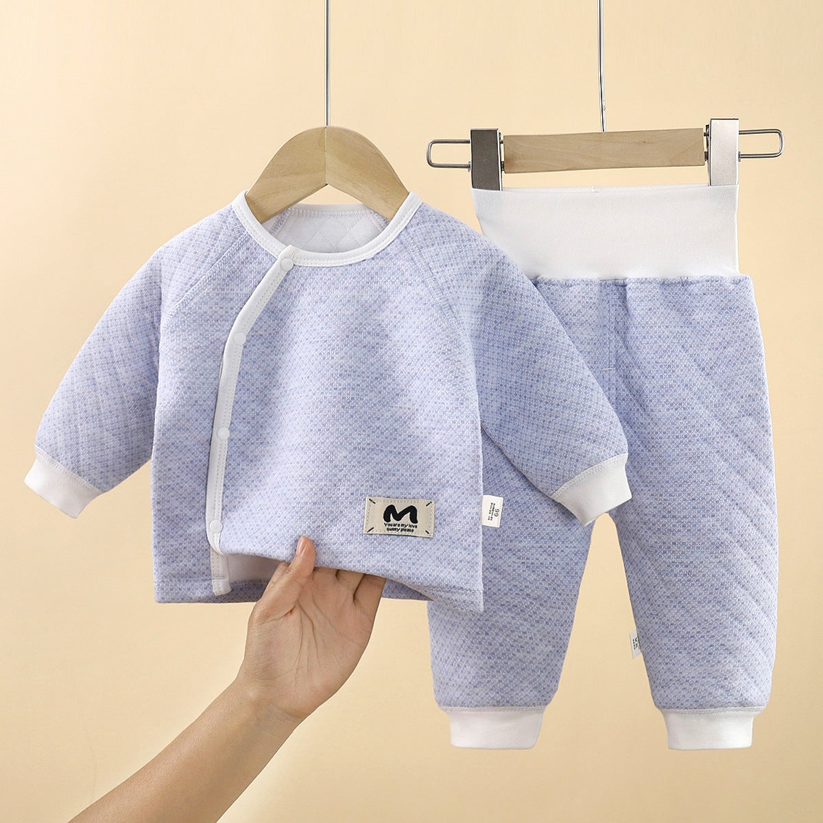 Solid Color Cotton Children's Underwear Set For Babies 0-2 Years, Warm And Comfortable For Sleeping, 1 Set