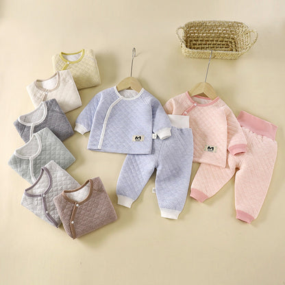 Solid Color Cotton Children's Underwear Set For Babies 0-2 Years, Warm And Comfortable For Sleeping, 1 Set
