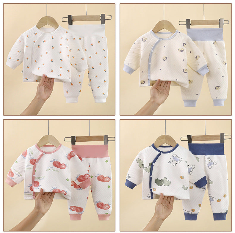 Solid Color Cotton Children's Underwear Set For Babies 0-2 Years, Warm And Comfortable For Sleeping, 1 Set