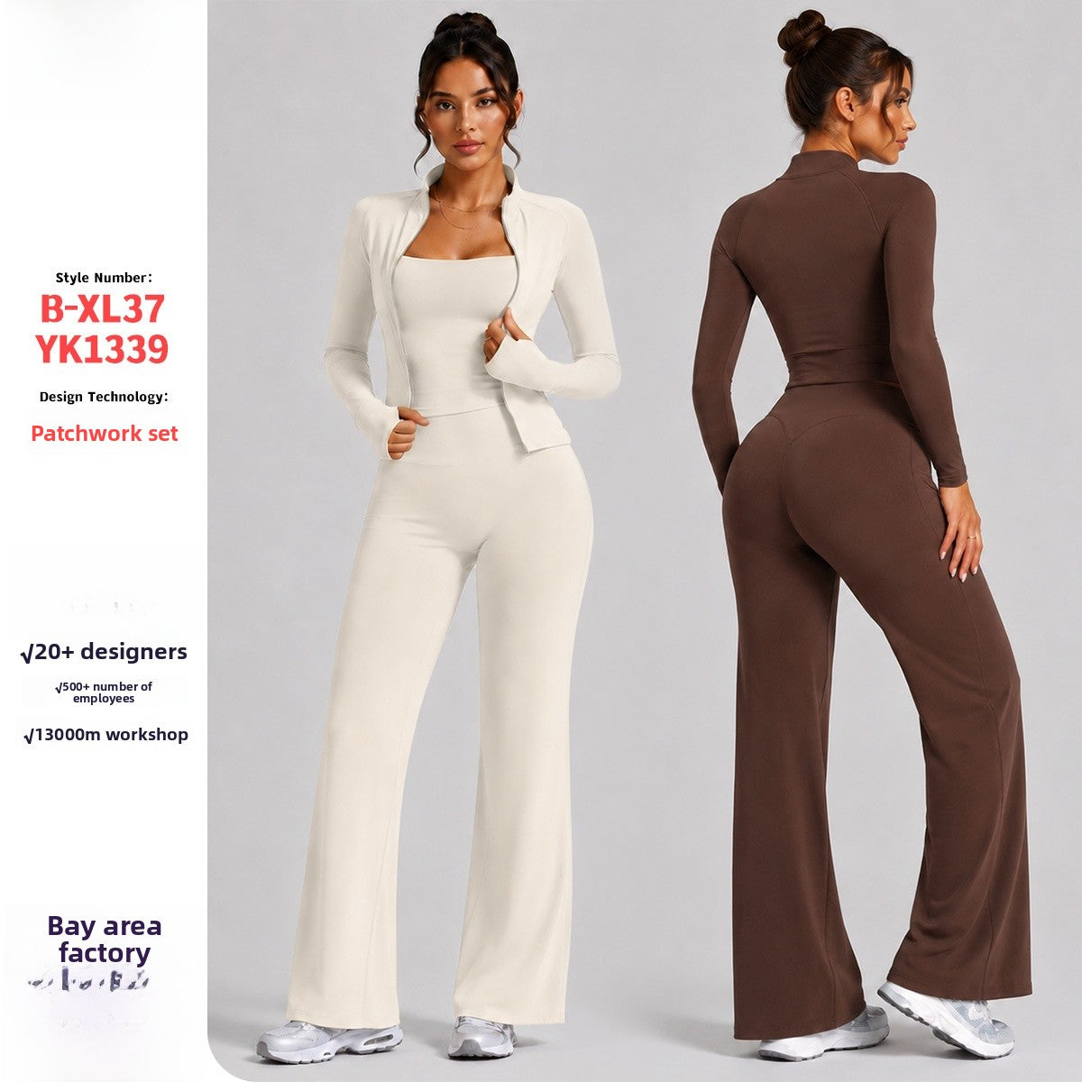 Sport Yoga Jumpsuit For Women In Stretchy Nylon Fabric With Zipper, Long Sleeve Design For Summer