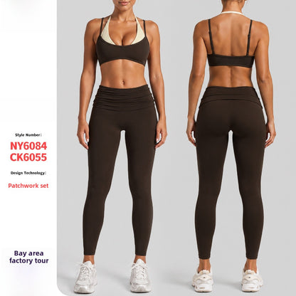 Sport Full Length Running Pants For Women In Stretchy Nylon Fabric Featuring 2 In 1 Craft With Sleeveless Design