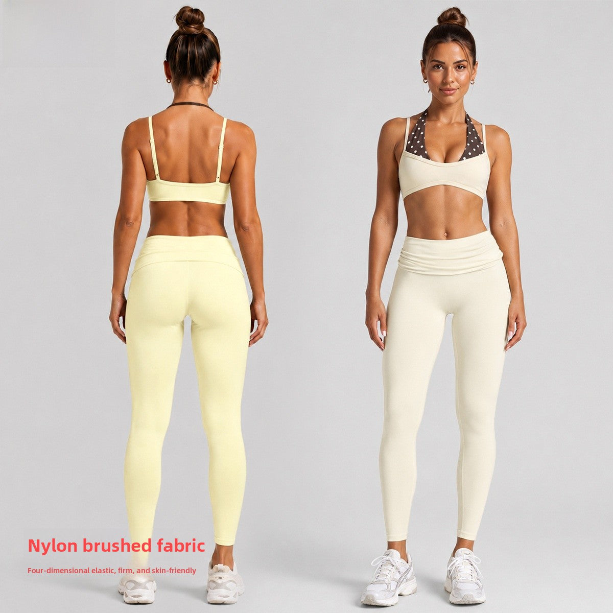 Sport Full Length Running Pants For Women In Stretchy Nylon Fabric Featuring 2 In 1 Craft With Sleeveless Design