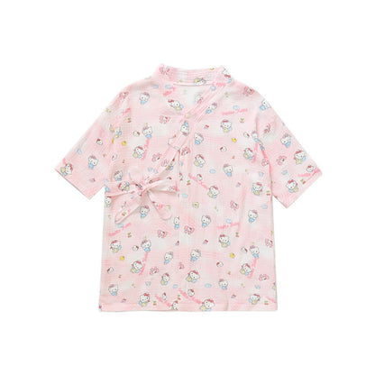 Cute Cartoon Girl's Cotton Blend Long Sleeve Nightgown In Natural Pink For Spring And Summer
