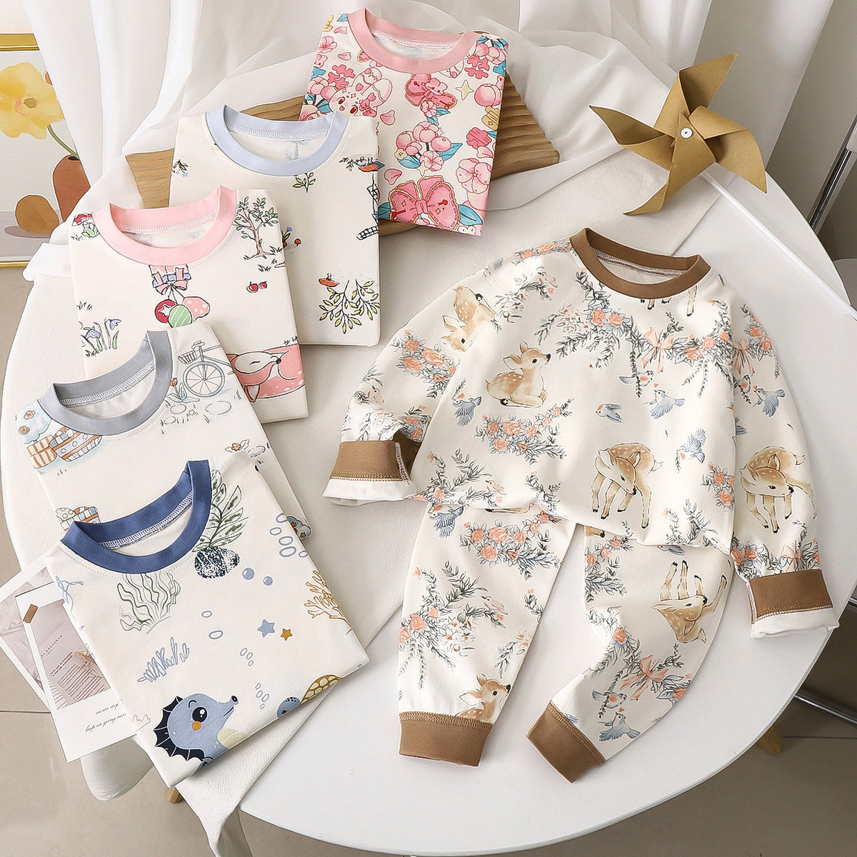 Cartoon Toddler Children's Underwear Set In Cotton With Warm Features For Sleeping, 1 Set