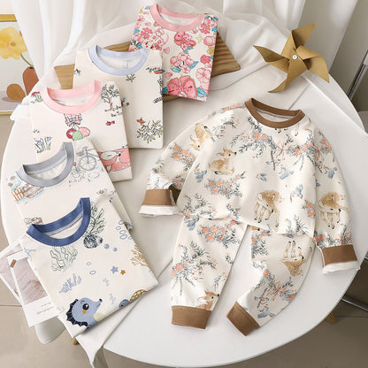Cartoon Toddler Children's Underwear Set In Cotton With Warm Features For Sleeping, 1 Set
