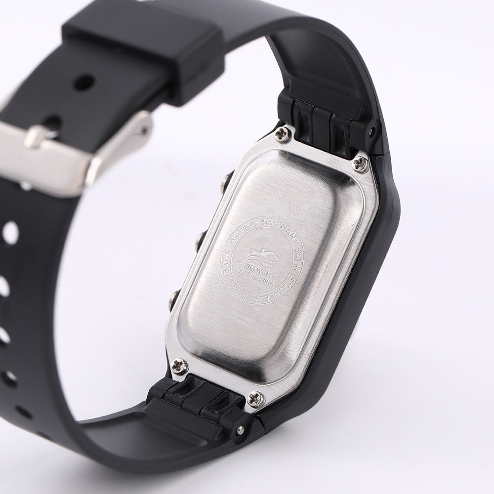 Unisex Electronic Watch With Plastic Strap And Rectangle Dial Featuring Plastic Mirror And Number Display