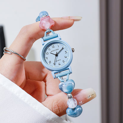 Women's Quartz Watch With Braid Strap, Round Dial, Ordinary Glass Mirror, And Pointer Display