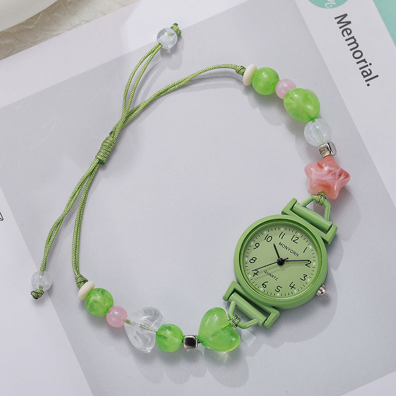 Women's Quartz Watch With Braid Strap, Round Dial, Ordinary Glass Mirror, And Pointer Display