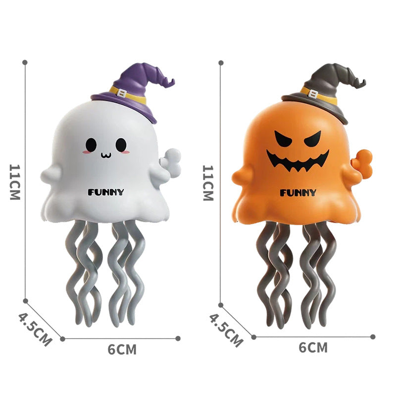 Halloween Pumpkin Clockwork Toy For Children Unisex, Made Of Durable Orange Plastic