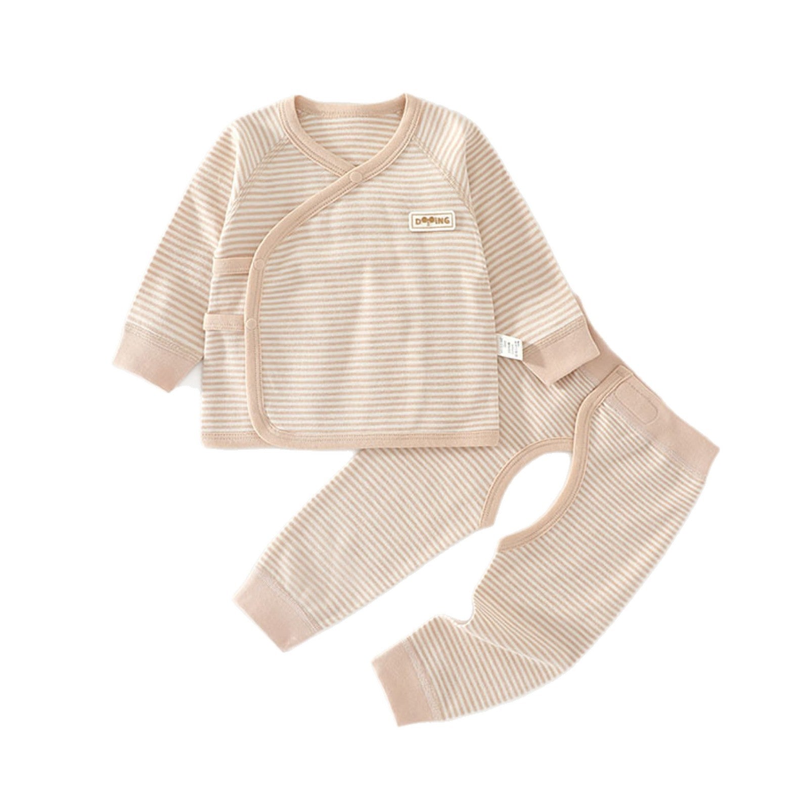Stripe Cotton Children's Underwear Set In Natural Pink, Warm And Comfortable, 2 Pieces For Babies 0-2 Years