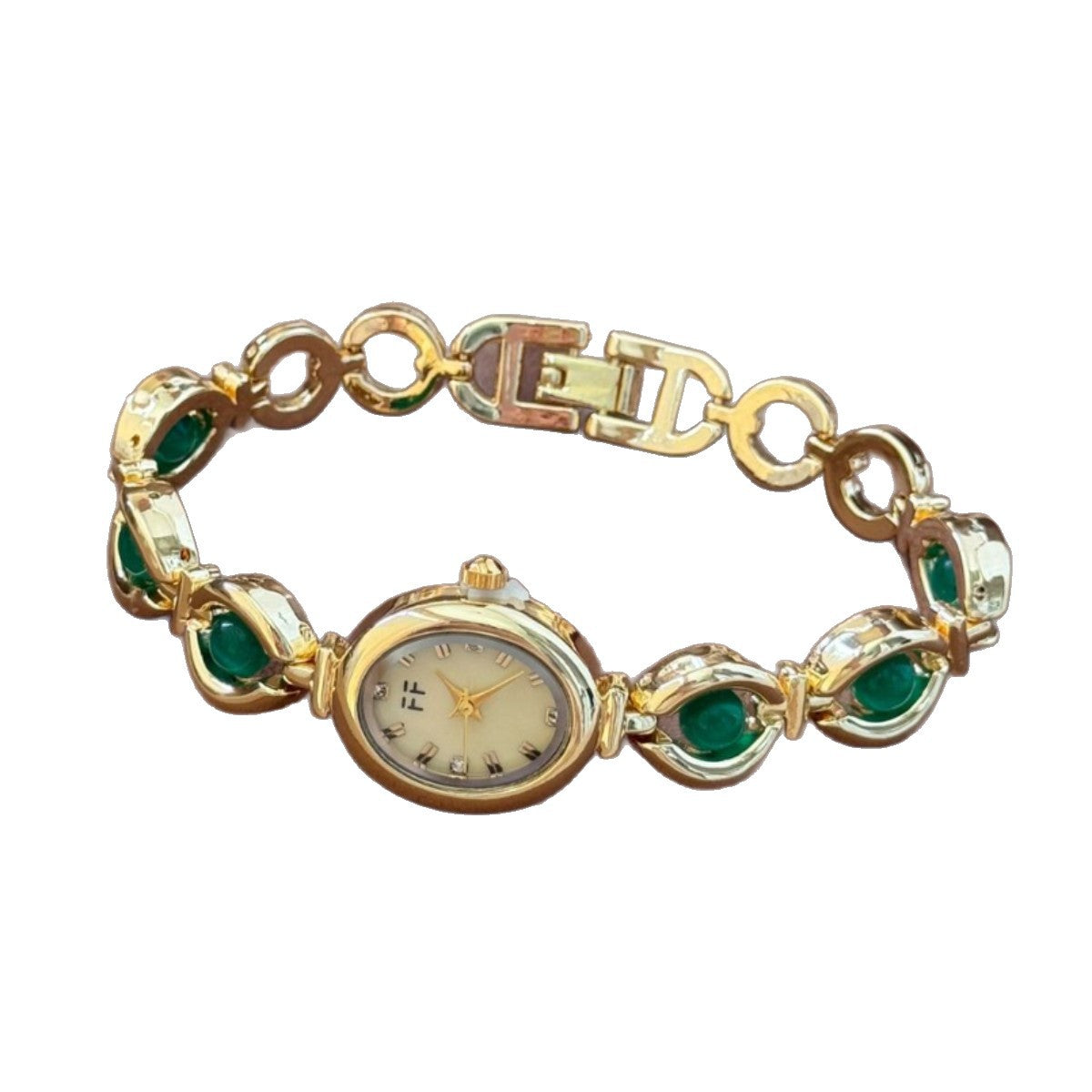 Women's Oval Dial Quartz Watch With Alloy Strap Featuring Ordinary Glass Mirror And Pointer Display