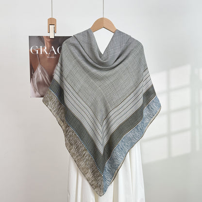Women's Polyester Lattice Scarf In Grey, Lightweight Shawl For All Seasons