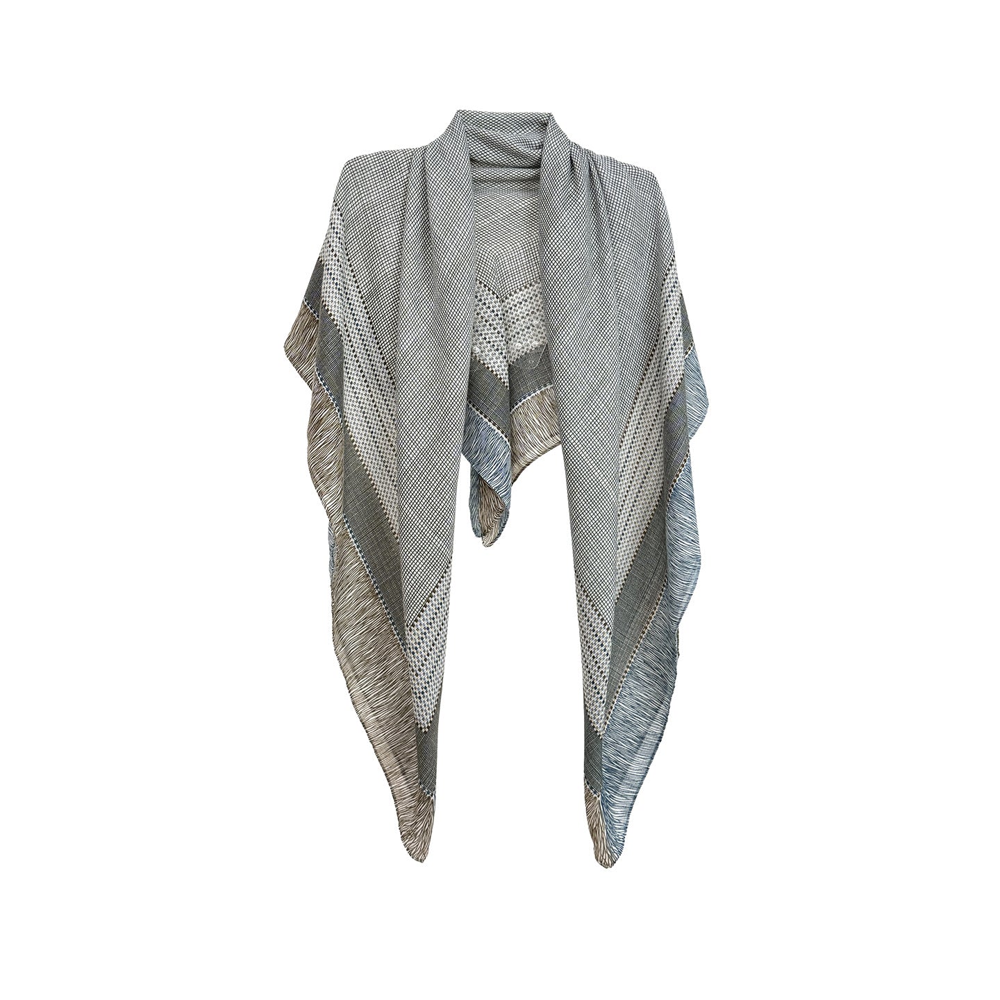 Women's Polyester Lattice Scarf In Grey, Lightweight Shawl For All Seasons