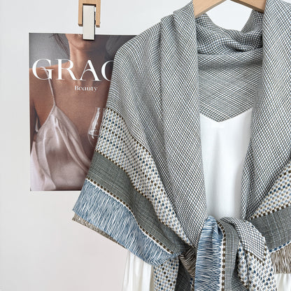 Women's Polyester Lattice Scarf In Grey, Lightweight Shawl For All Seasons