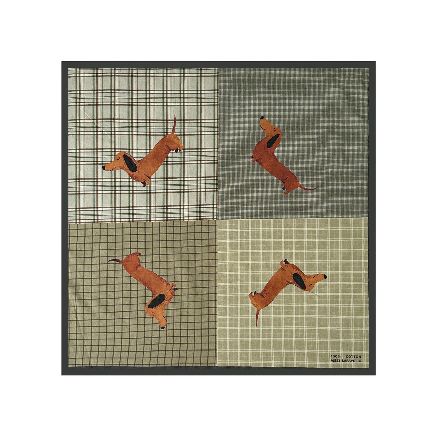 Cotton Silk Scarf For Women Featuring Dog Pattern In Black And Green, Perfect For Spring