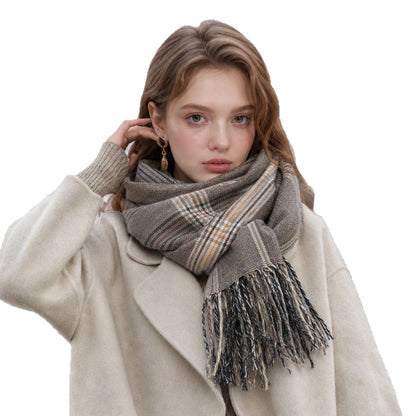 Plaid Polyester Scarf For Women, Stylish Winter Accessory