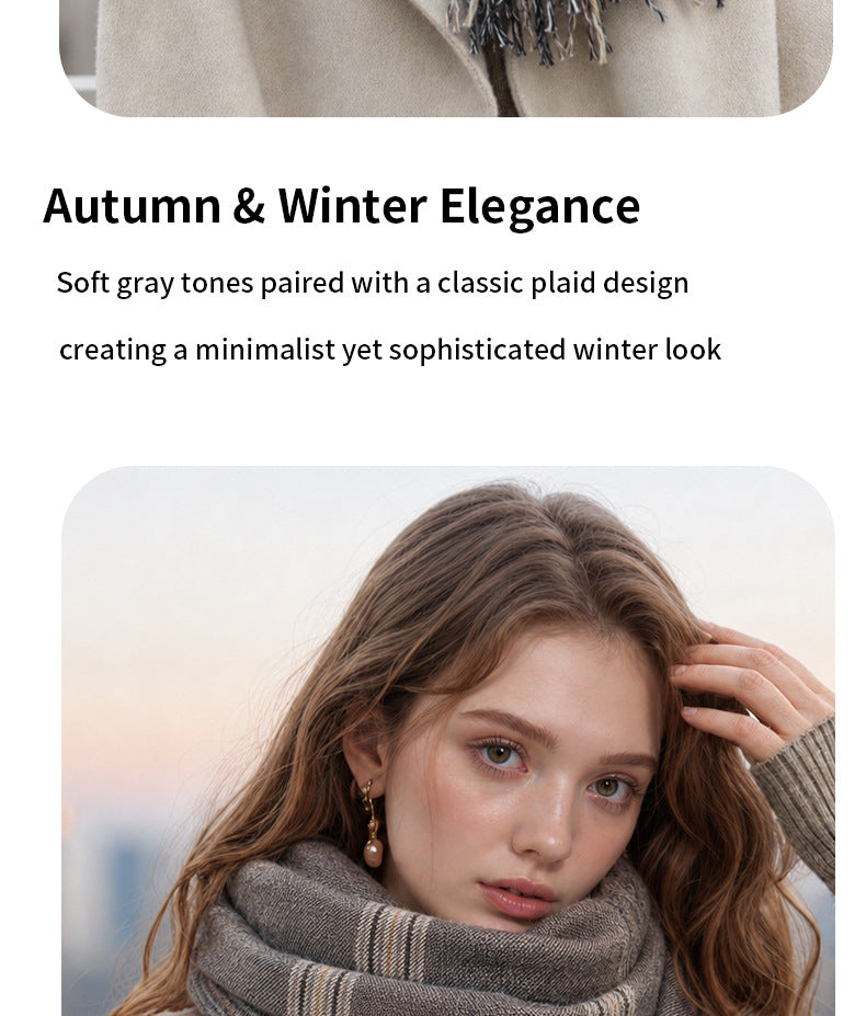 Plaid Polyester Scarf For Women, Stylish Winter Accessory
