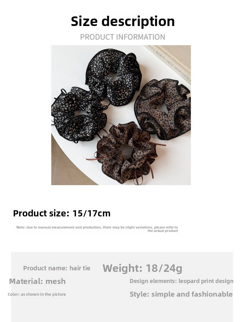 French Style Leopard Print Scrunchie For Women, Made Of Soft Gauze, Perfect Hair Accessory For Summer