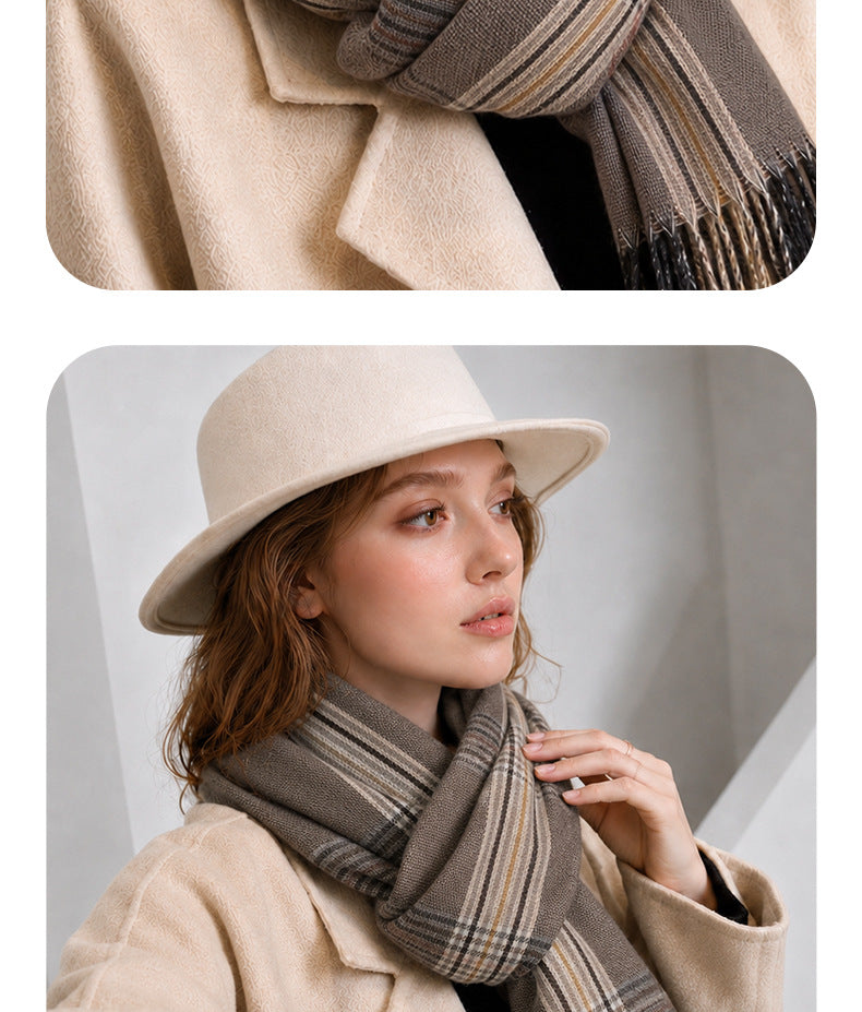 Plaid Polyester Scarf For Women, Stylish Winter Accessory