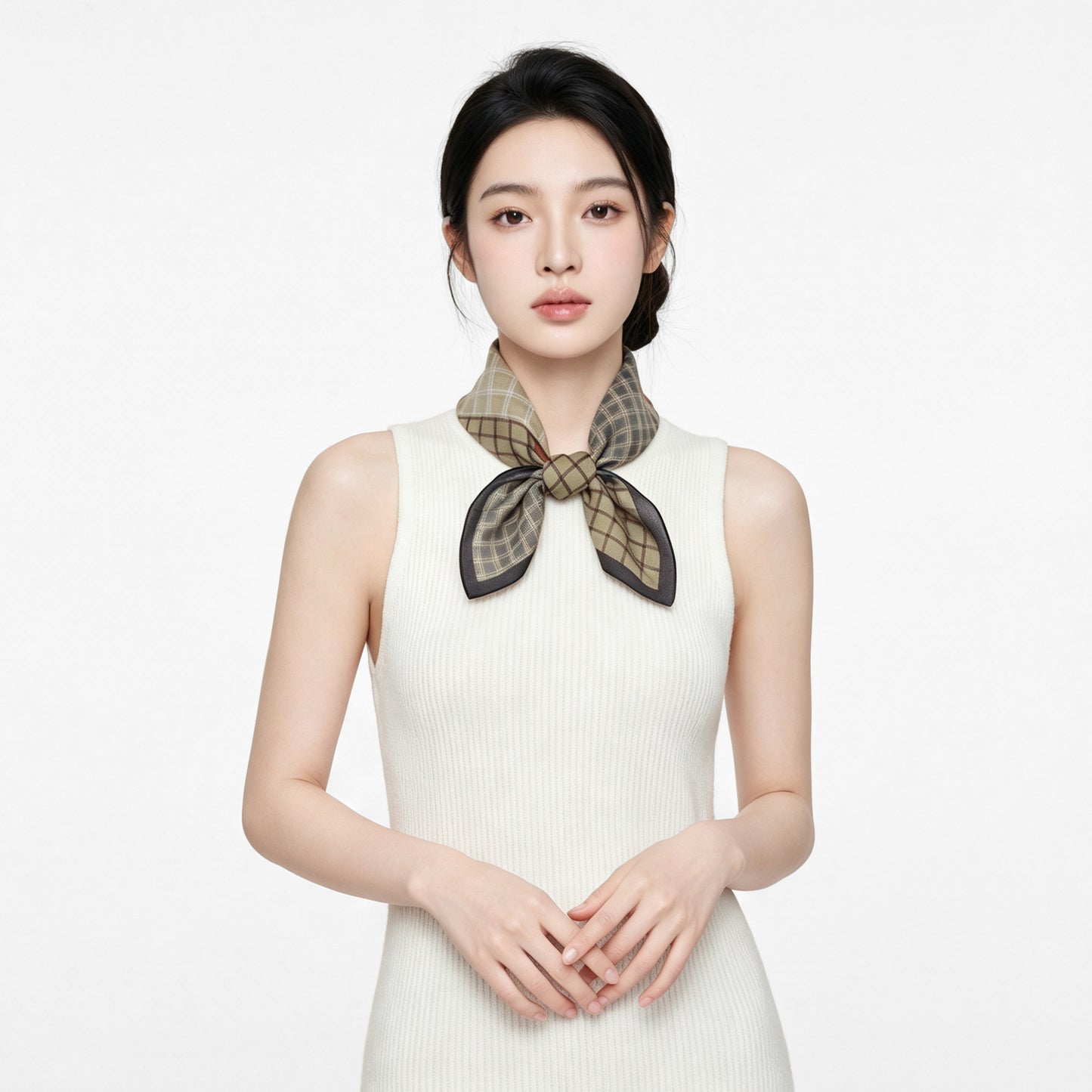 Cotton Silk Scarf For Women Featuring Dog Pattern In Black And Green, Perfect For Spring