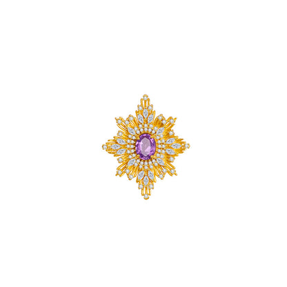 Baroque Style Star Pin For Women In 925 Sterling Silver With August Birthstone Peridot Inlay