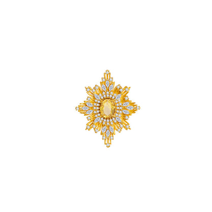 Baroque Style Star Pin For Women In 925 Sterling Silver With August Birthstone Peridot Inlay