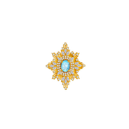 Baroque Style Star Pin For Women In 925 Sterling Silver With August Birthstone Peridot Inlay