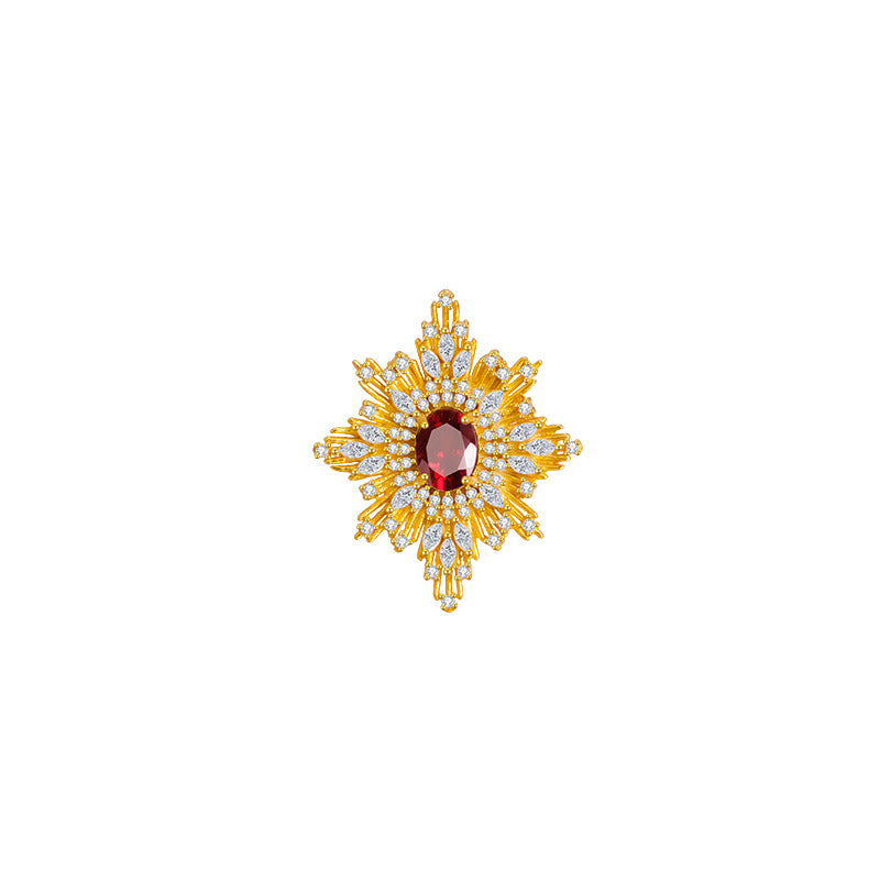 Baroque Style Star Pin For Women In 925 Sterling Silver With August Birthstone Peridot Inlay