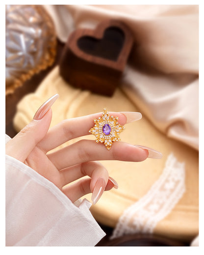 Baroque Style Star Pin For Women In 925 Sterling Silver With August Birthstone Peridot Inlay