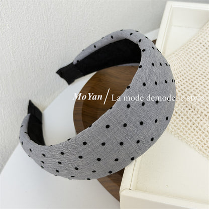 Retro Polka Dots Hair Band For Women In Khaki, Summer Flocking Hair Accessory