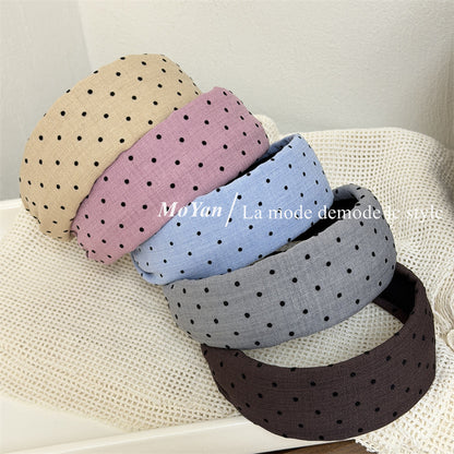 Retro Polka Dots Hair Band For Women In Khaki, Summer Flocking Hair Accessory