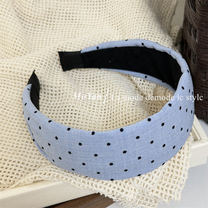 Retro Polka Dots Hair Band For Women In Khaki, Summer Flocking Hair Accessory