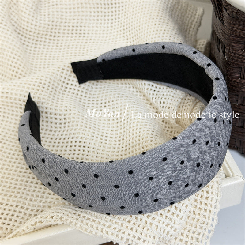 Retro Polka Dots Hair Band For Women In Khaki, Summer Flocking Hair Accessory