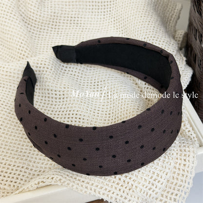 Retro Polka Dots Hair Band For Women In Khaki, Summer Flocking Hair Accessory