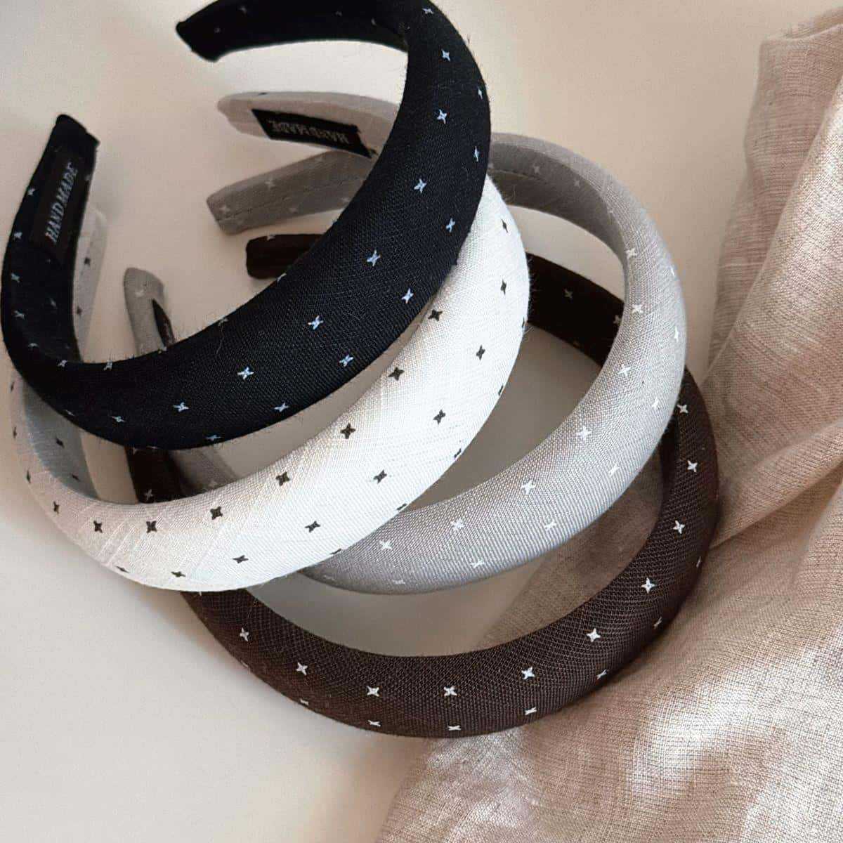 Star Pattern Spa Headband For Women In White Cloth, Perfect For Summer