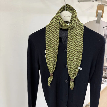Women’s Linen Twilly Scarf With Lattice Pattern In Grey, Perfect For Spring