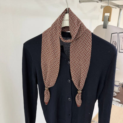 Women’s Linen Twilly Scarf With Lattice Pattern In Grey, Perfect For Spring